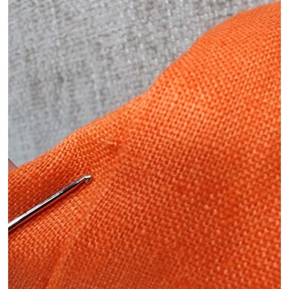 Insight Linen Longline‎ Open Front Jacket Womens 14 Orange Artsy Fitted VTG